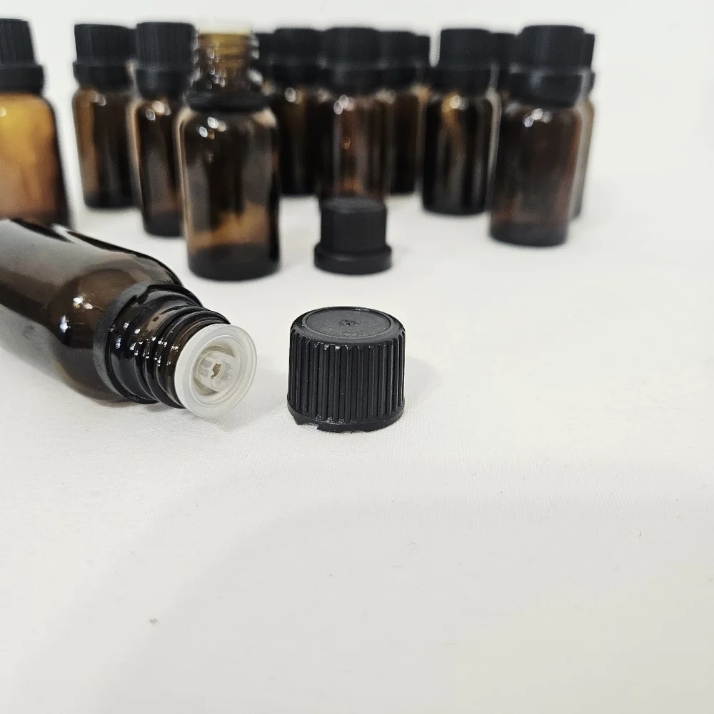 Amber Glass Apothecary Bottles 15 mL Set of 20 Essential Oil Sample Bottles